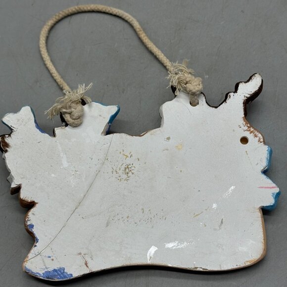 Christmas Santa Stops Here Hanging Holiday Decoration Hand Painted READ - Picture 6 of 9